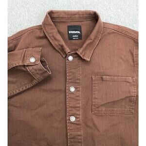 CQR Jacket Mens Medium Brown Cotton Blend Stretch Long Sleeve Button Up